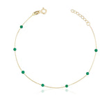 14k Gold | Minimal Green Jade Beaded Bracelet