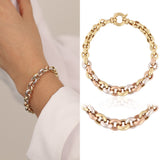 14k Gold | 3 Color Graduated Rolo Bracelet