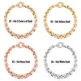 14k Gold | 3 Color Graduated Rolo Bracelet