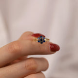 14k Gold | Sapphire Hexagon Flower Ring