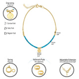 14k Gold | Turquoise Beaded Bracelet with Engravable Coin Charm