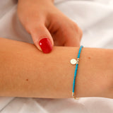 14k Gold | Turquoise Beaded Bracelet with Engravable Coin Charm