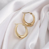 14k Gold | Bold Oval Hoop Earrings