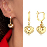 14k Gold | Puffy Heart Dangle Earrings