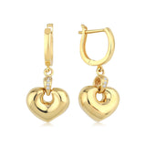 14k Gold | Puffy Heart Dangle Earrings