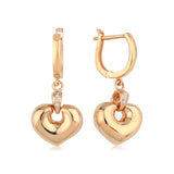 14k Gold | Puffy Heart Dangle Earrings