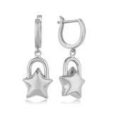 14k Gold | Star Padlock Dangle Earrings