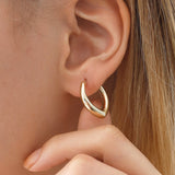 14k Gold | Tapered Dome Hoop Earrings