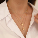 10k Gold | 3D Crescent Moon Necklace