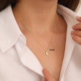 10k Gold | 3D Crescent Moon Necklace