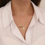 10k Gold | 3D Crescent Moon Necklace