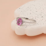 8k - 14k - 18k Gold | Teardrop Cut Pink Sapphire Ring with Diamonds