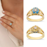 14k Gold | Aquamarine & Citrine Reversible Ring