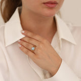 14k Gold | Aquamarine & Citrine Reversible Ring