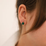 14k Gold | Emerald Oval Stud Earrings