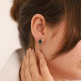 14k Gold | Emerald Oval Stud Earrings