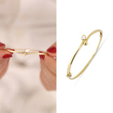 14k Gold | Curved Bangle with Gemstone