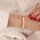 14k Gold | Curved Bangle with Gemstone