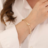 14k Gold | Curved Bangle with Gemstone