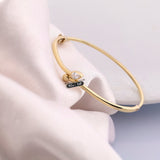 14k Gold | Curved Bangle with Gemstone