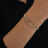 14k Gold | Personalized Cuban Chain Bracelet with Letter