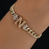 14k Gold | Personalized Cuban Chain Bracelet with Letter