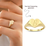 14k Gold | Dome Heart Initial Ring