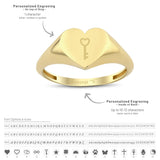 14k Gold | Dome Heart Initial Ring