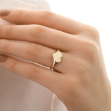 14k Gold | Dome Heart Initial Ring