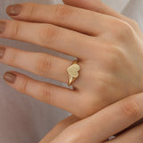 14k Gold | Dome Heart Initial Ring