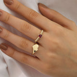 14k Gold | Dome Heart Initial Ring