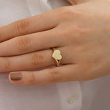 14k Gold | Dome Heart Initial Ring