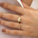 14k Gold | Dome Heart Initial Ring