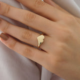 14k Gold | Dome Heart Initial Ring