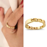 14k Gold | Half Curb Chain Multifaceted Ring