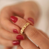 14k Gold | Half Curb Chain Multifaceted Ring