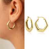 14k Gold | Hexagon Hoop Earrings