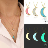 14k Gold | Luminous Crescent Moon Necklace