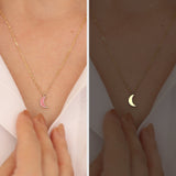 14k Gold | Luminous Crescent Moon Necklace