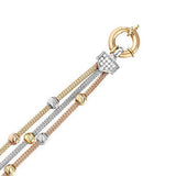 14k Gold | 3 Strand Foxtail Bracelet with Sailor Clasp