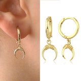 14k Gold | Dangling Crescent Drop Earrings