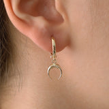 14k Gold | Dangling Crescent Drop Earrings