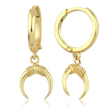 14k Gold | Dangling Crescent Drop Earrings