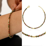 14k Gold | Unakite Eternity Beaded Bracelet