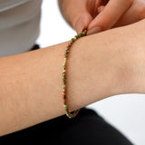 14k Gold | Unakite Eternity Beaded Bracelet