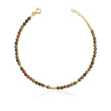 14k Gold | Unakite Eternity Beaded Bracelet