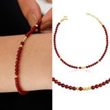 14k Gold | Red Jade Eternity Beaded Bracelet