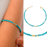 14k Gold | Turquoise Eternity Beaded Bracelet