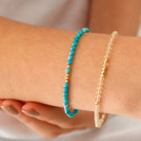 14k Gold | Turquoise Eternity Beaded Bracelet