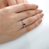 14k Gold | Baguette Cut Sapphire Ring with 4 Diamonds